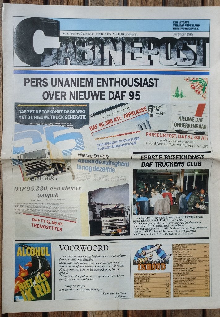 cabine post magazine - Daf Nederland - dec 1987, Ophalen of Verzenden, Gelezen, Overige typen