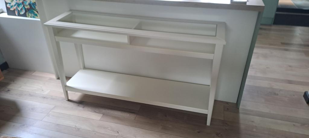 Site table wit met glas, Huis en Inrichting, Ophalen, Zo goed als nieuw