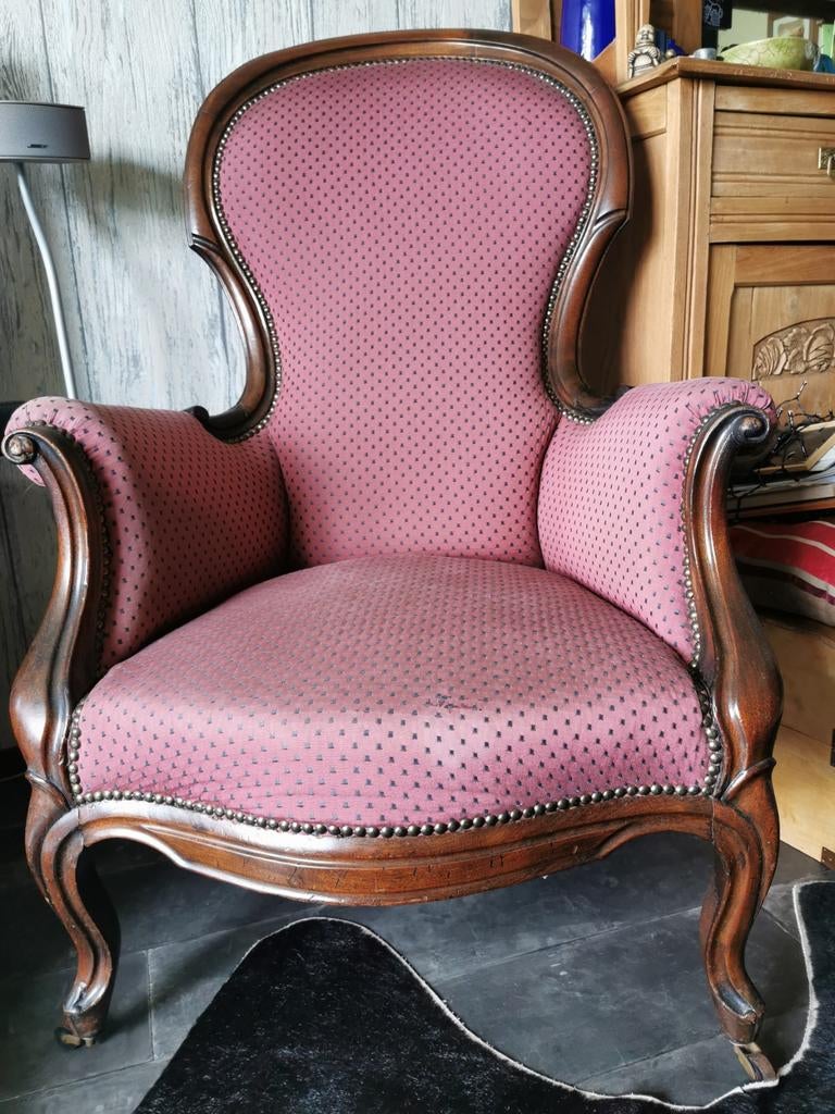 Damesstoel, originele stof.., Antiek en Kunst, Antiek | Meubels | Stoelen en Banken, Ophalen of Verzenden