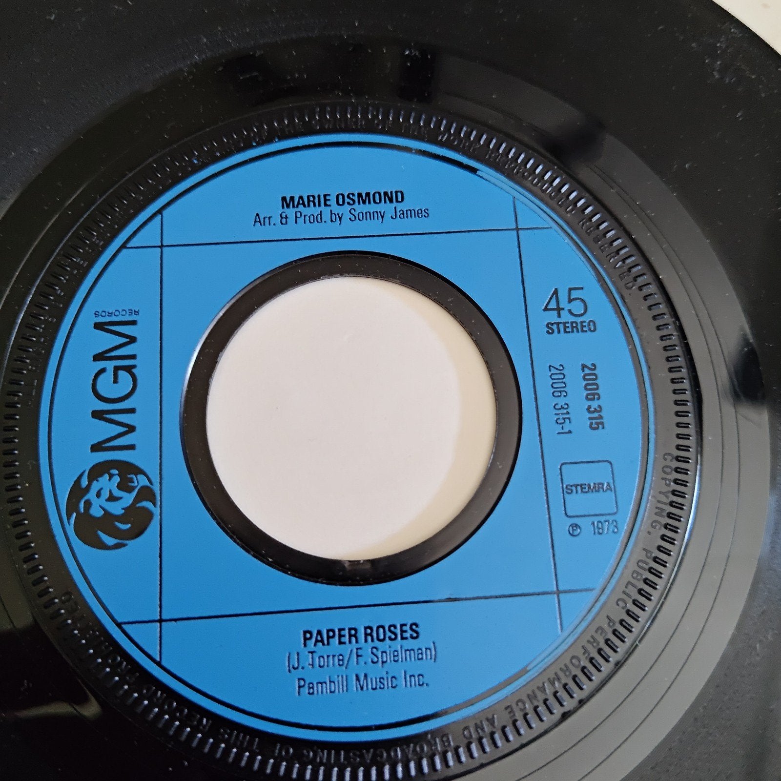 Marie Osmond - Paper Roses (MGM Records 1973), Gebruikt, Originele persing, 7 inch, Ophalen of Verzenden