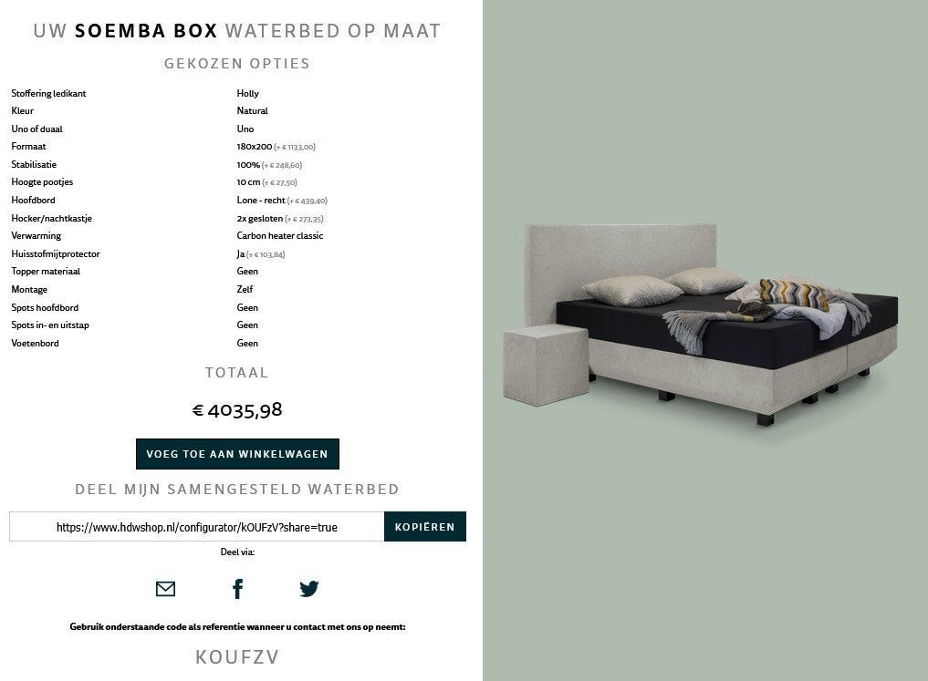 Waterbed boxspring systeem 180 x 200, Huis en Inrichting, Solo-systeem, Ophalen of Verzenden, 180 cm, 200 cm