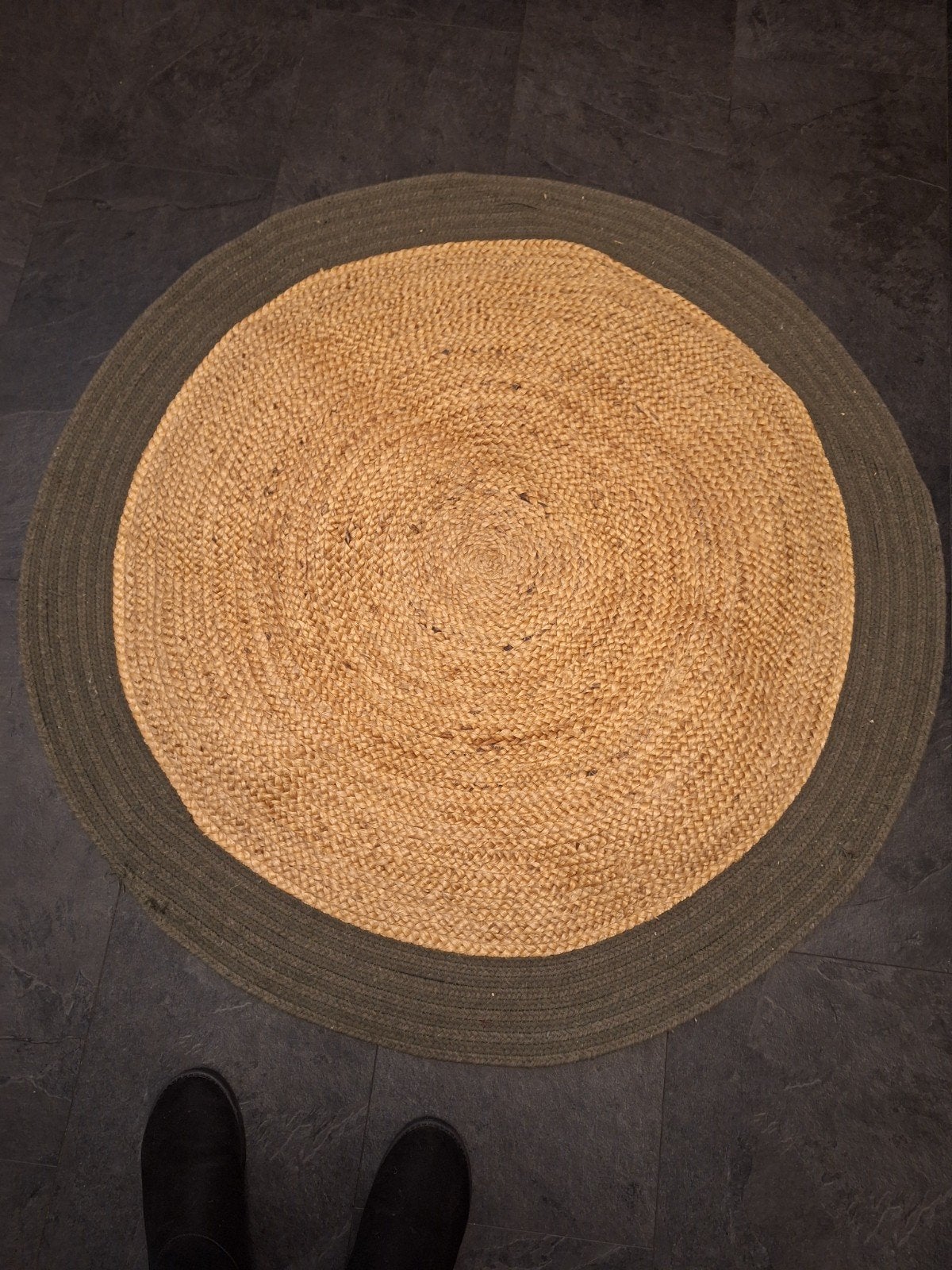 Rond Jute Vloerkleed - Ø 120 cm - Natuurlijk & Groen, Ophalen