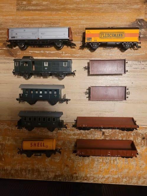10 Fleischmann Wagons, Gebruikt, Gelijkstroom, Fleischmann, Wagon