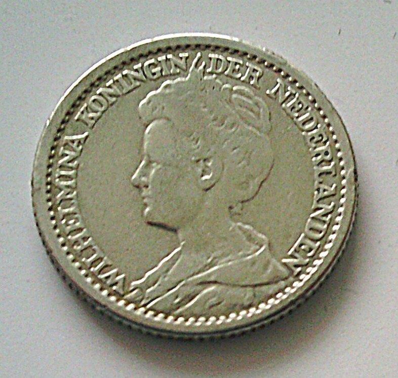Nederland 25 cent 1916, Postzegels en Munten, Munten | Nederland, Verzenden, Zilver, 25 cent, Koningin Wilhelmina