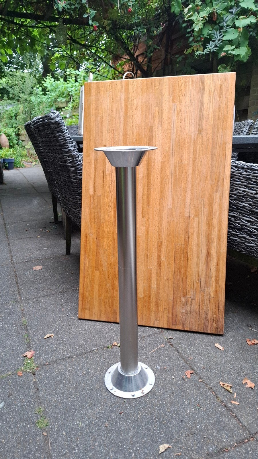Massief houten tafel (60x100 cm) met uitneembare aluminium p, Ophalen, Gebruikt