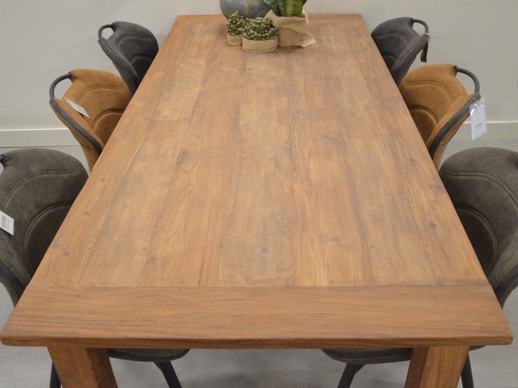 Teak eettafel ‘Gieten’ van oud gerecycled teak, Verzenden, Nieuw, Bruin, Hout