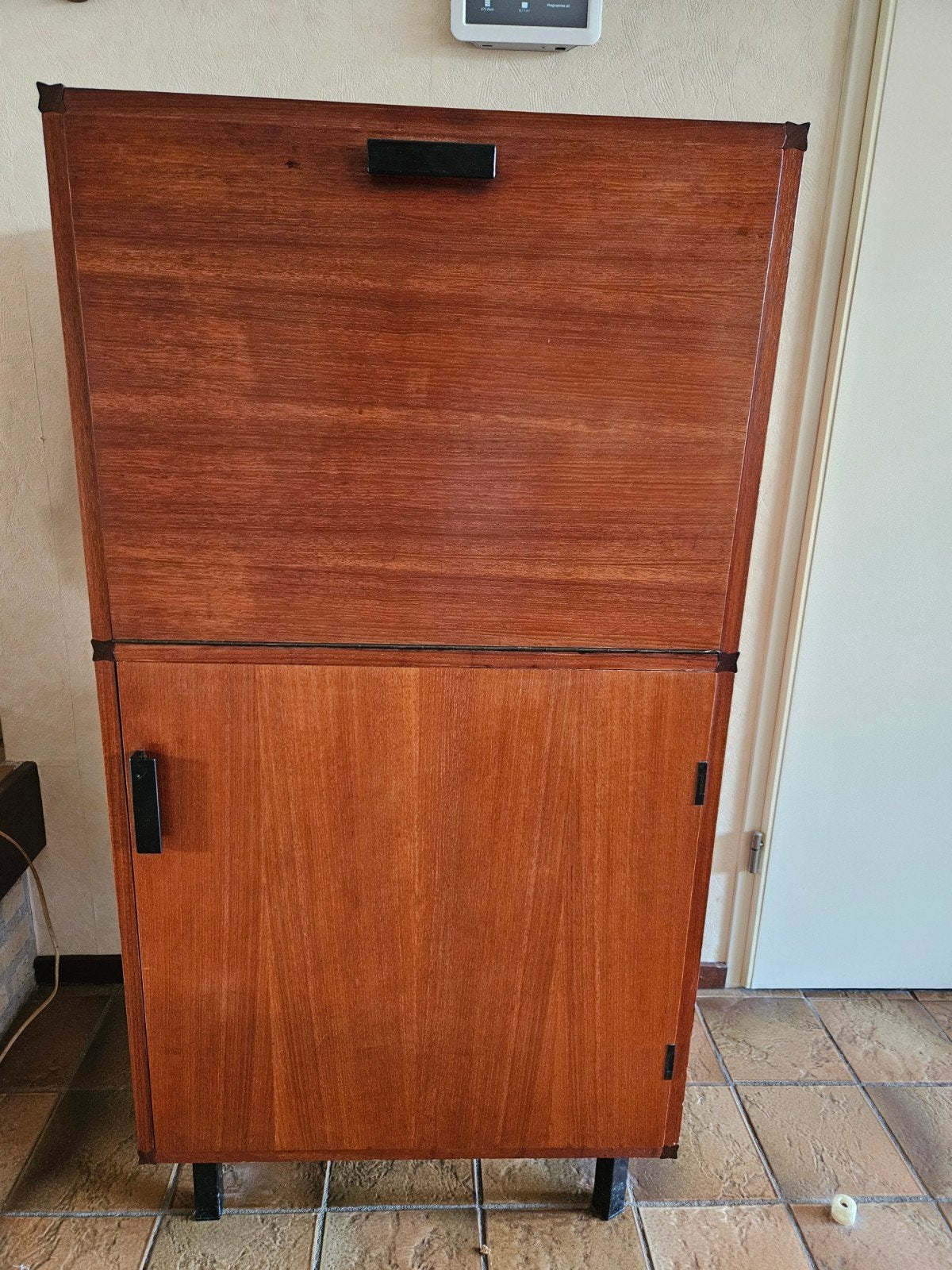 Vintage Teak Barkast / Dressoir met Uitklapbaar Blad, Ophalen