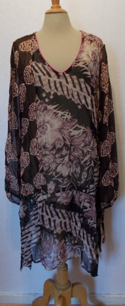Opvallend leuk bruin print jurkje van Didi! XL, Bruin, Verzenden, Maat 46/48 (XL) of groter, Zo goed als nieuw