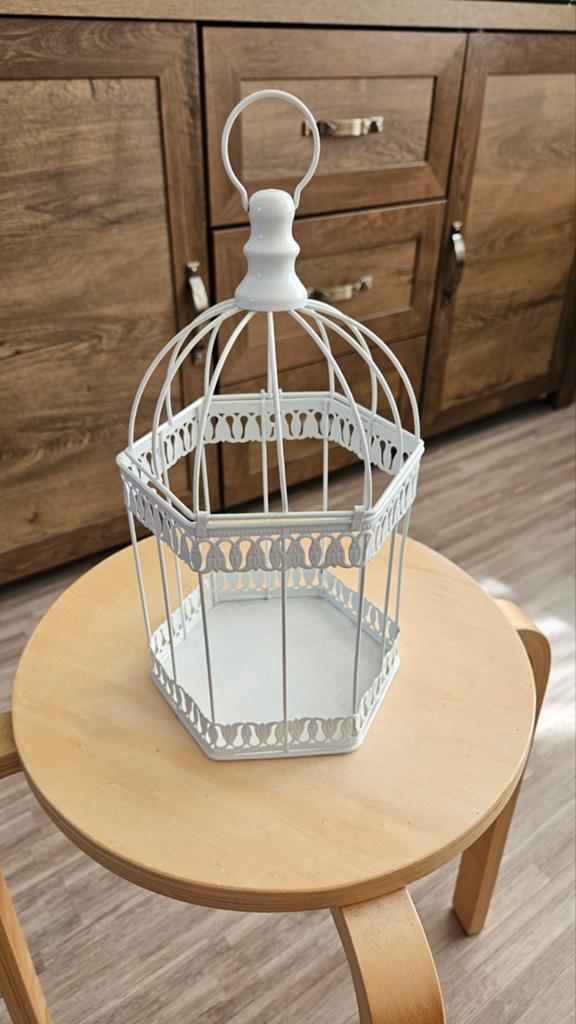 Decoratieve vogelkooi - klein, Huis en Inrichting, Woonaccessoires | Overige, Ophalen, Zo goed als nieuw, Wit