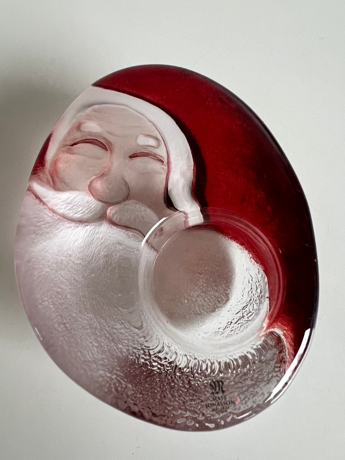 Vintage Zweeds Målerås Santa Kerstman Votive Mats Jonasson, Ophalen of Verzenden, Zo goed als nieuw, Glas, Waxinelichthouder