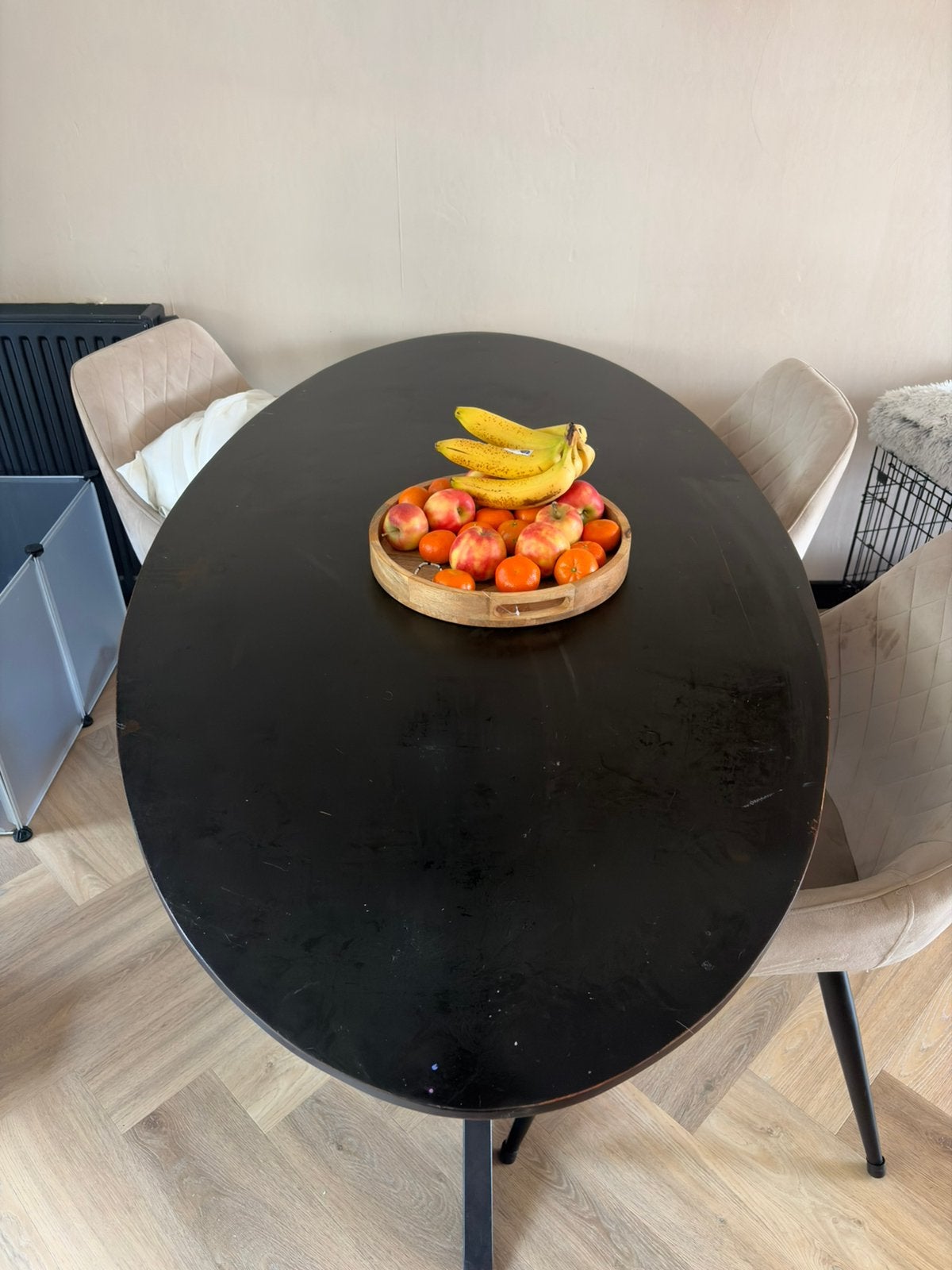 Zwarte ovale eettafel 180, Huis en Inrichting, Ophalen, 50 tot 100 cm, Zo goed als nieuw, 150 tot 200 cm