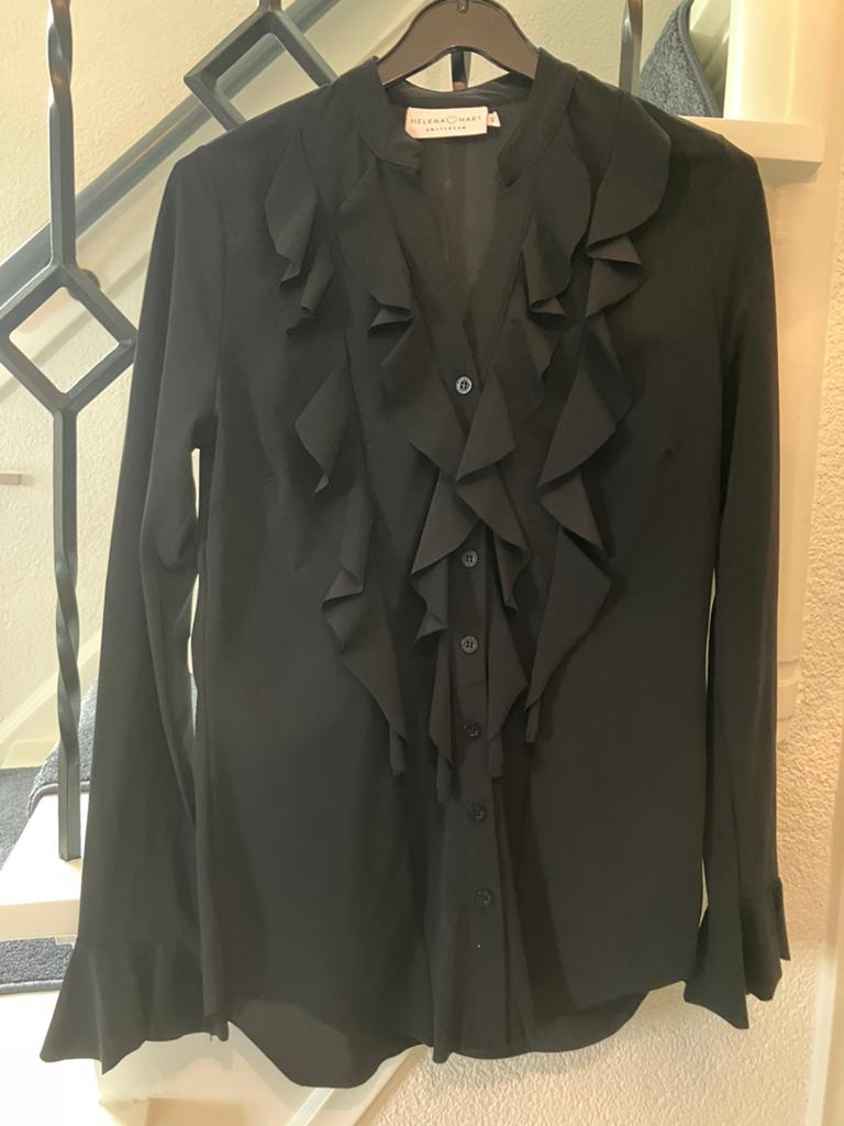 Helena Hart zwarte blouse met ruches - Maat S, Ophalen of Verzenden, Zo goed als nieuw, Maat 36 (S), Zwart