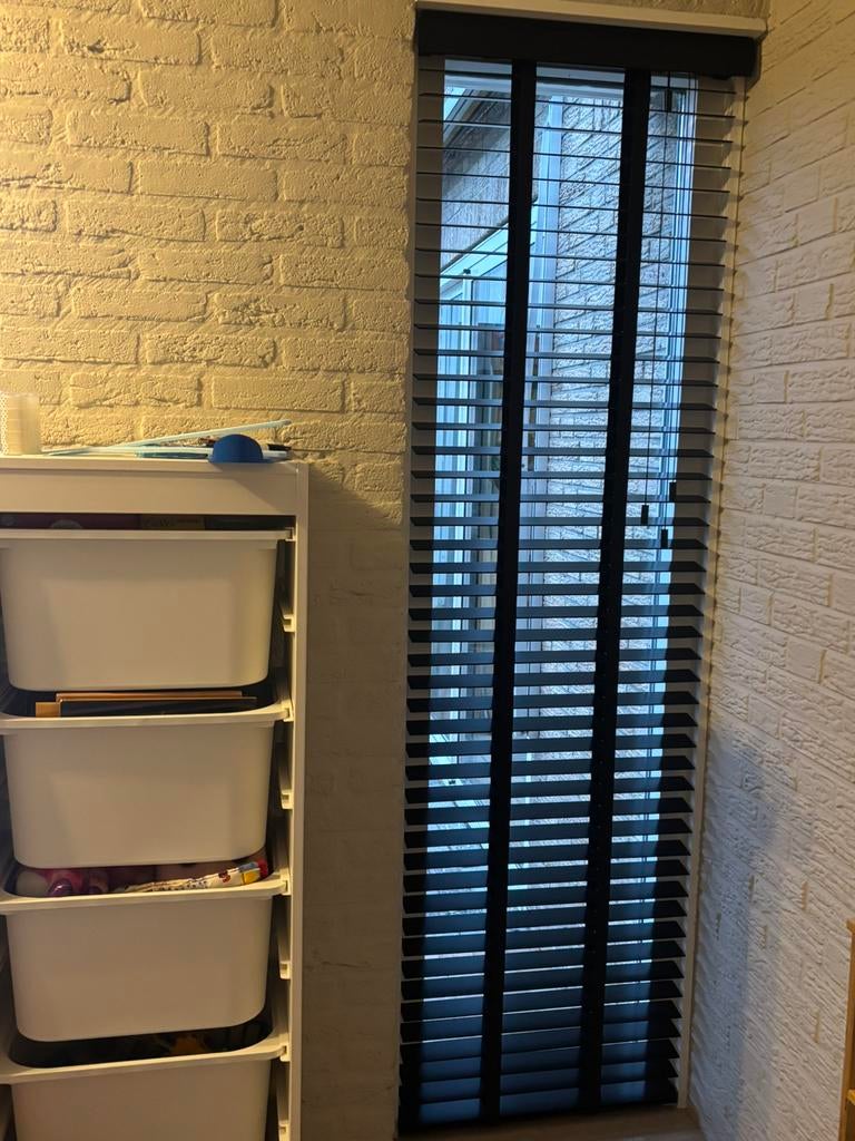 (Nieuw!)Houten jaloezie zwart met ladderband (nieuw in doos), Ophalen, Nieuw, Zwart