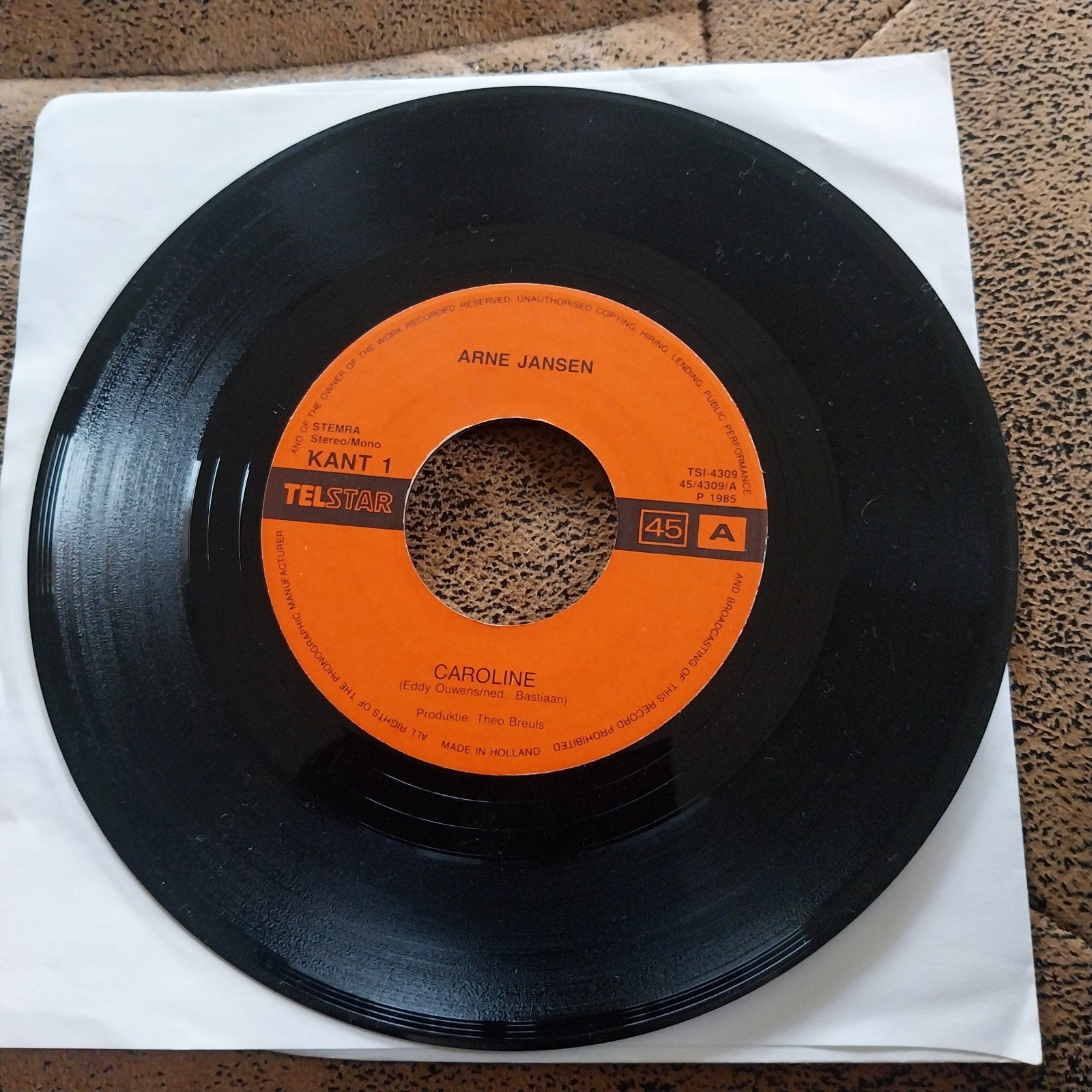 Arne Jansen - Caroline / Zuidenwind 7 inch vinyl single, Cd's en Dvd's, Gebruikt, 7 inch, Ophalen of Verzenden, EP