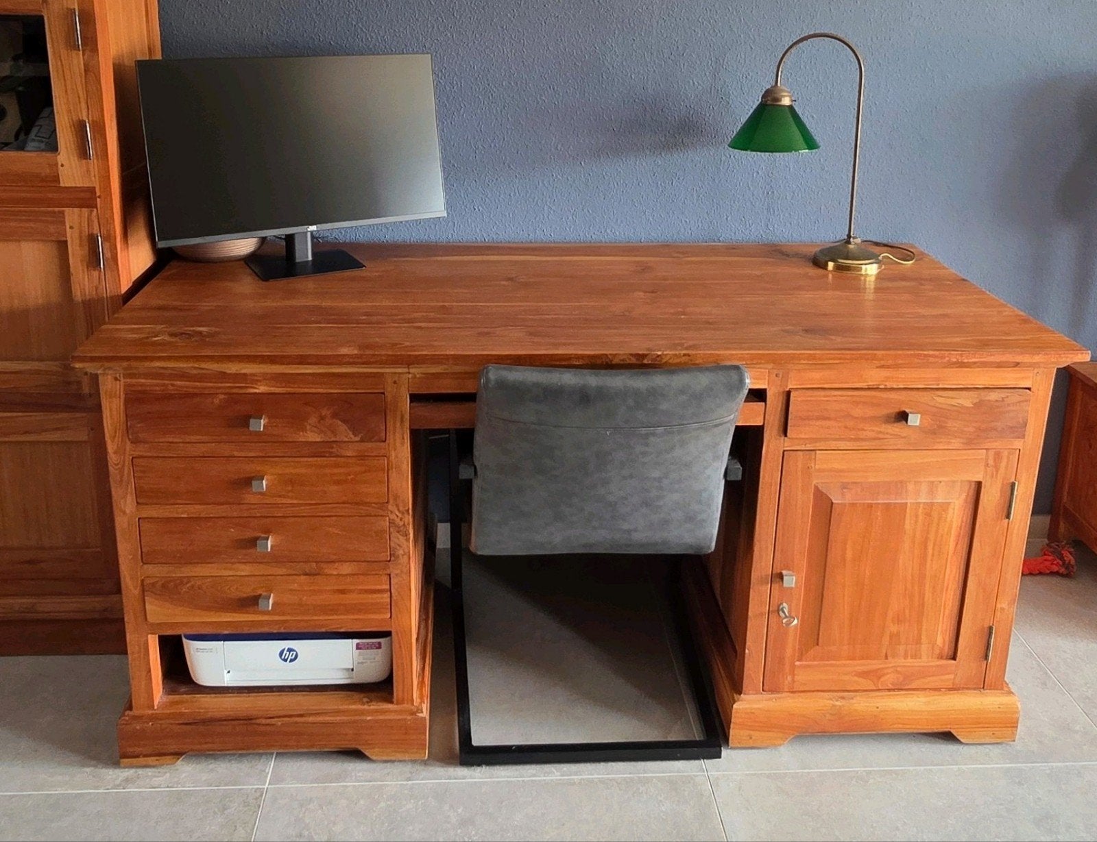 Teakhouten bureau, Ophalen, Gebruikt