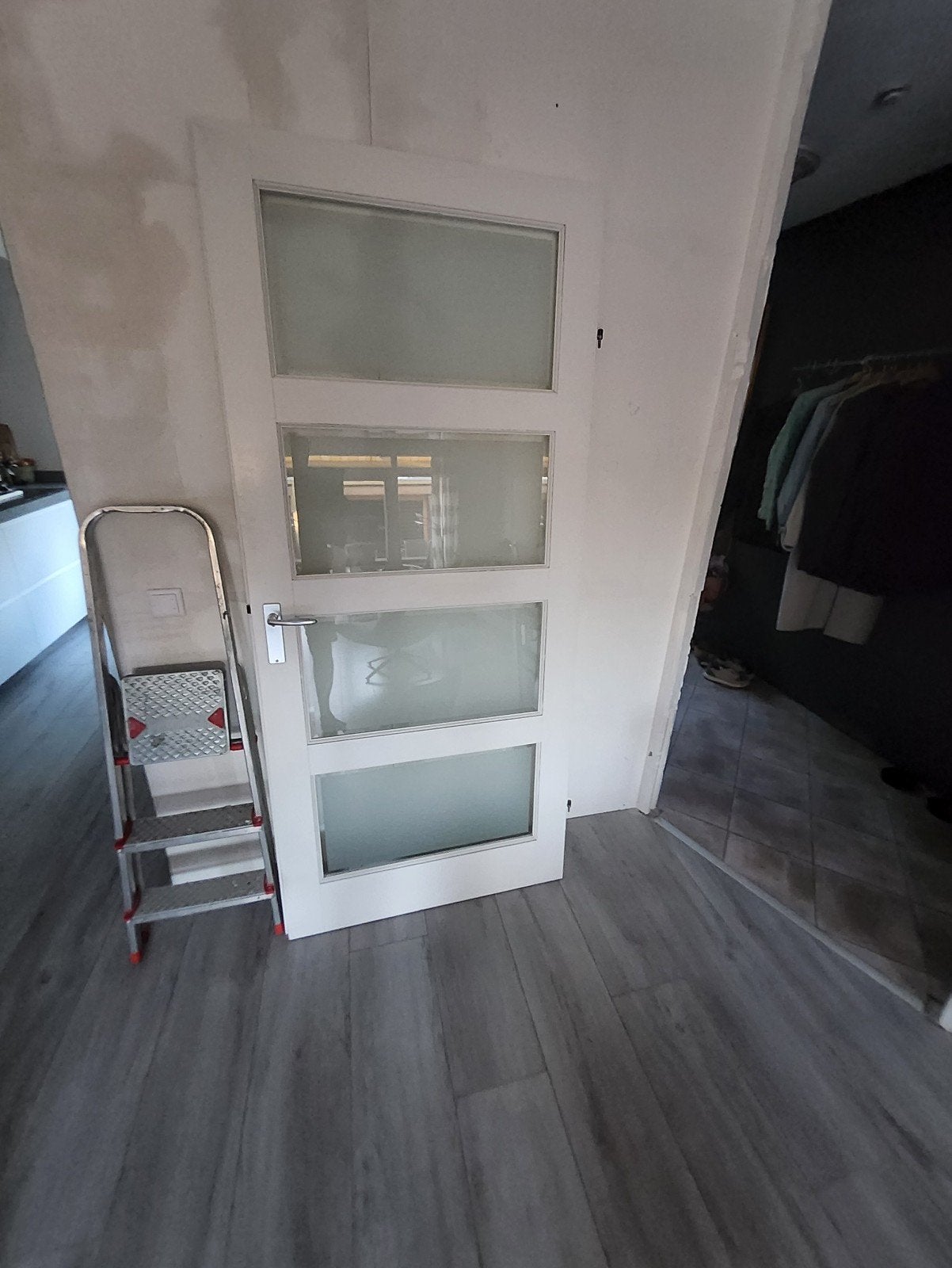 Opdekdeur met glas 88x210 cm, Doe-het-zelf en Verbouw, Deuren en Horren, Ophalen