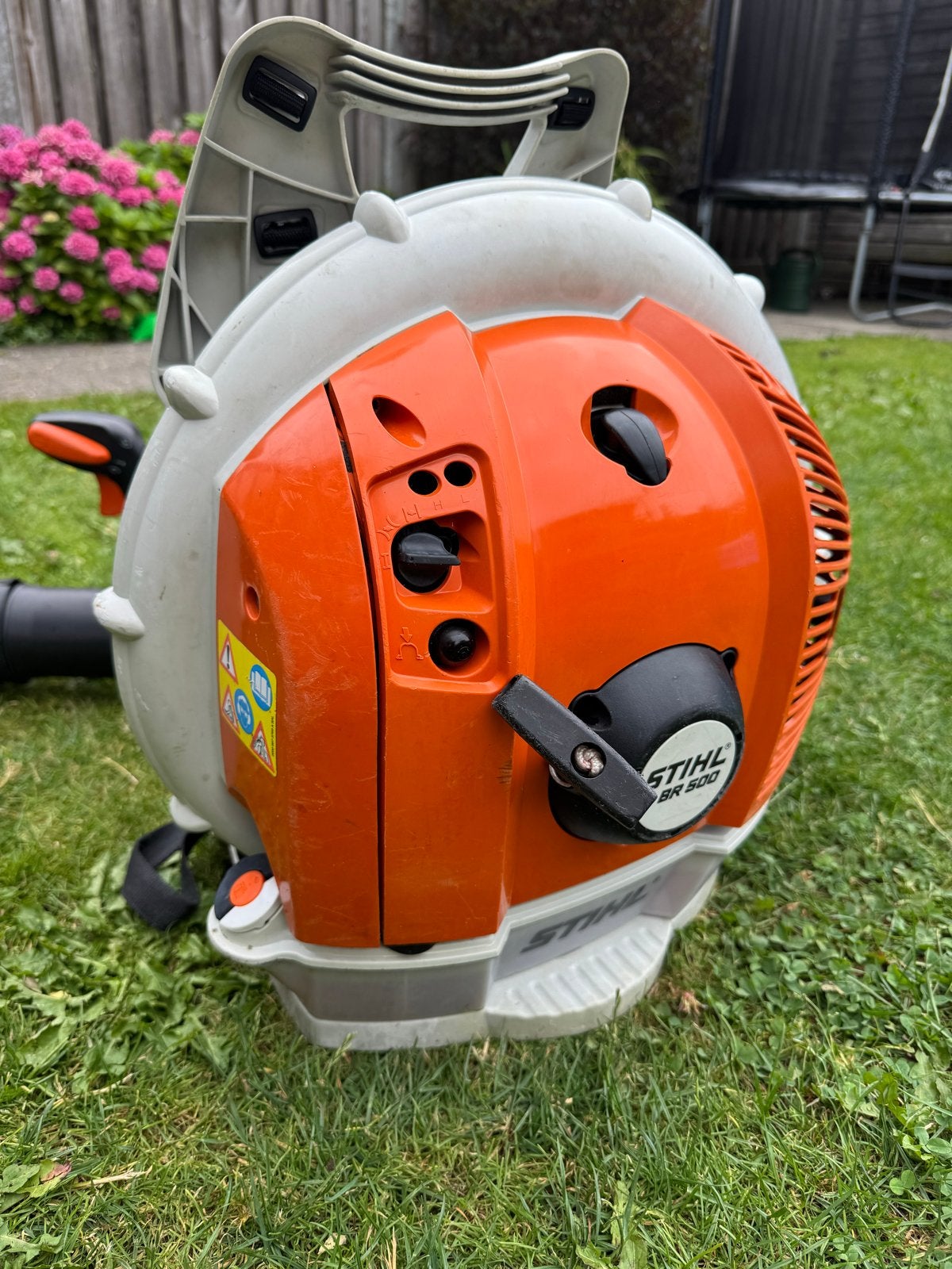 Stihl BR500, Tuin en Terras, Bladblazers, Ophalen, Gebruikt, Benzine, Ruggedragen