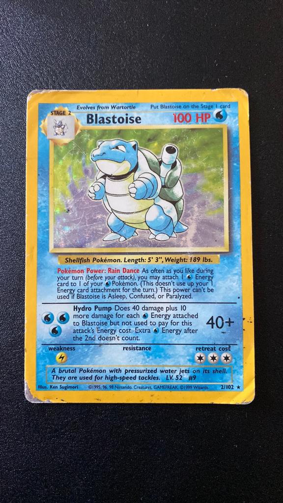 Pokemon blastoise 2/102 holo engels base, Ophalen of Verzenden, Gebruikt, Losse kaart