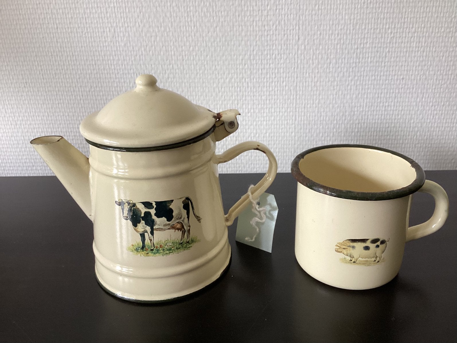 Oude koffie pot met mokje., Antiek en Kunst, Curiosa en Brocante, Ophalen