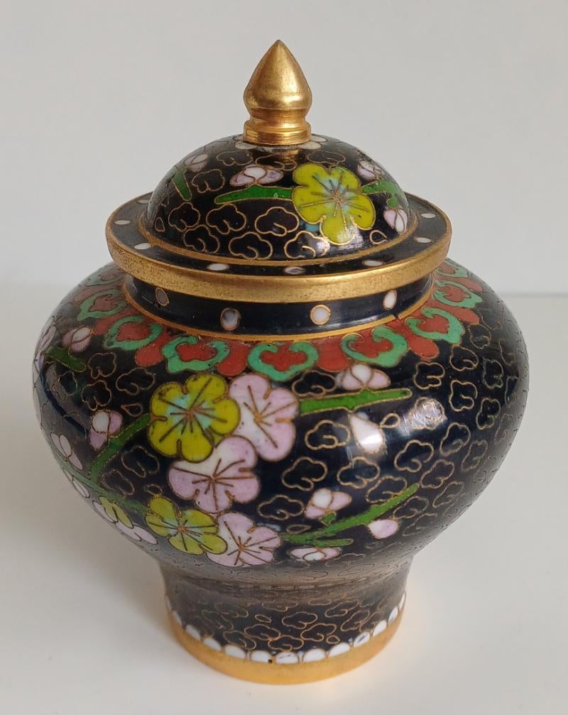 Emaille cloisonné deksel potje, Ophalen of Verzenden