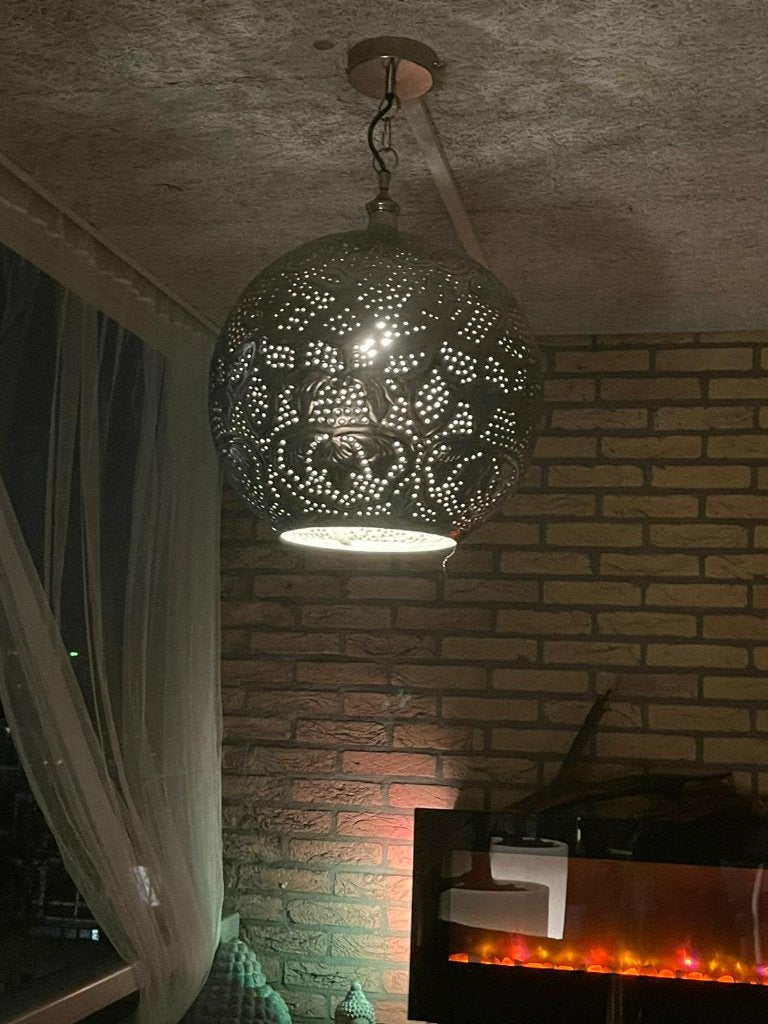Oosterse lamp zilver kleur, Huis en Inrichting, Ophalen, 50 tot 75 cm, Romantisch, Zo goed als nieuw