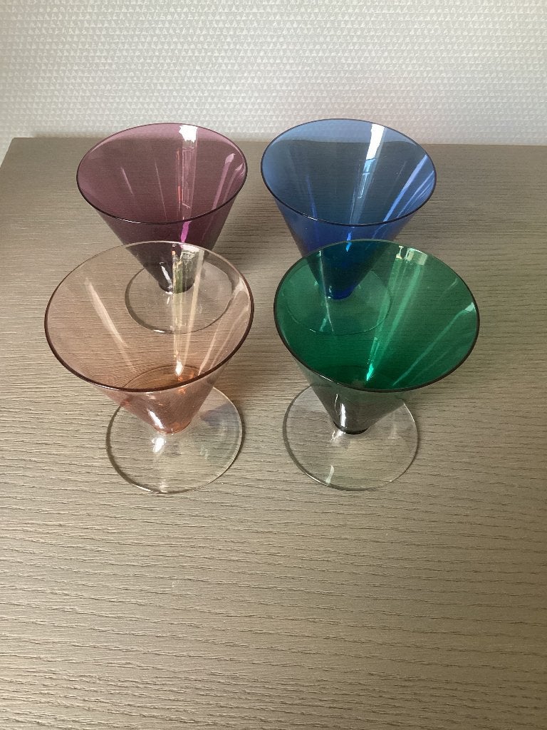 4x Vintage gekleurde glaasjes Max Verboeket, onbeschadigd, Antiek en Kunst, Ophalen of Verzenden