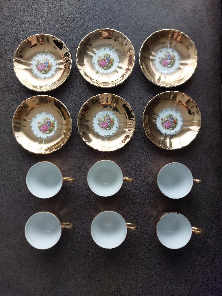 Mokka servies goudkleurig., Antiek en Kunst, Ophalen