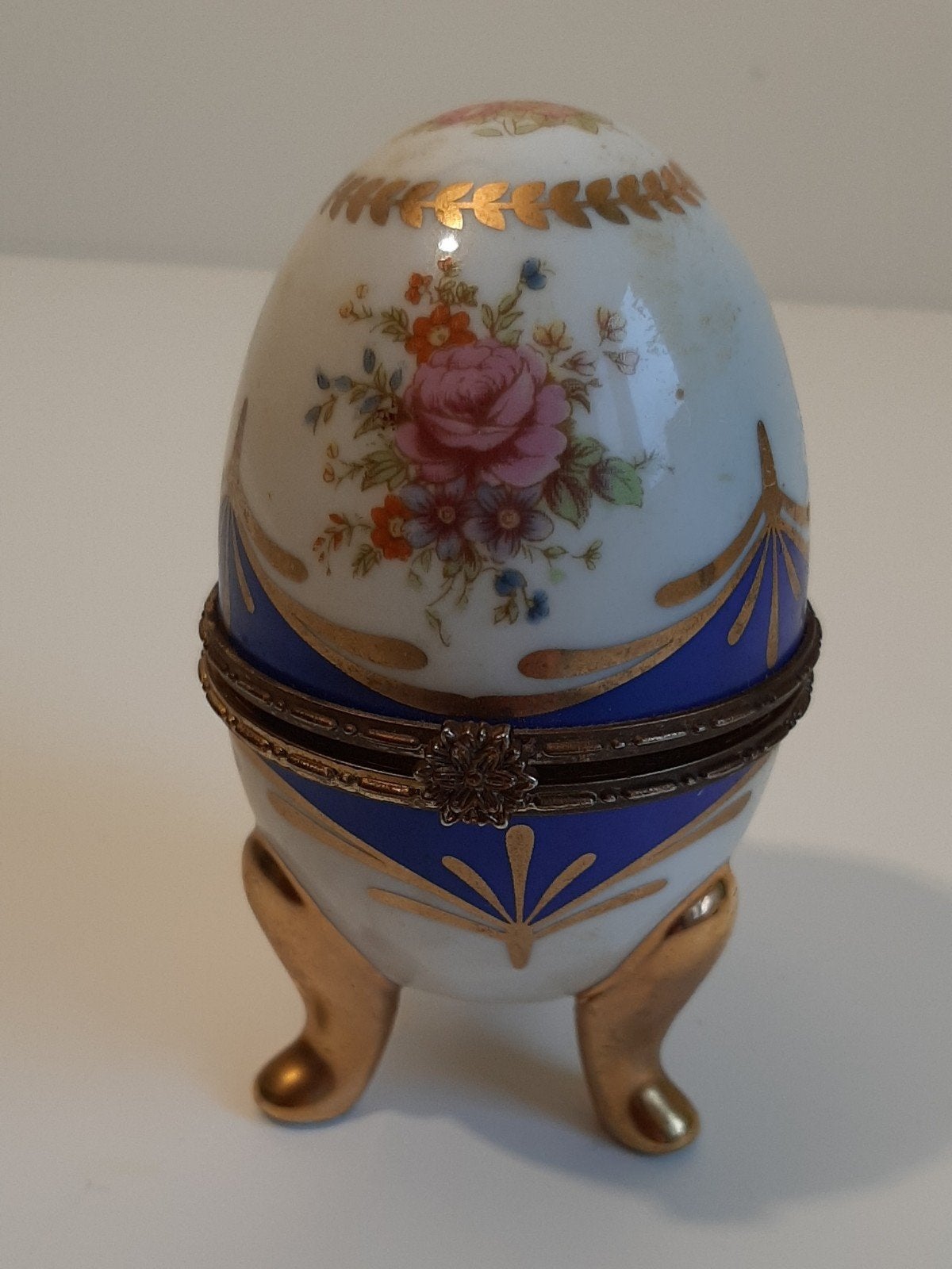 Italiaans Faberge egg gold blue.Italiaans Faberge ei., Antiek en Kunst, Antiek | Porselein, Ophalen of Verzenden