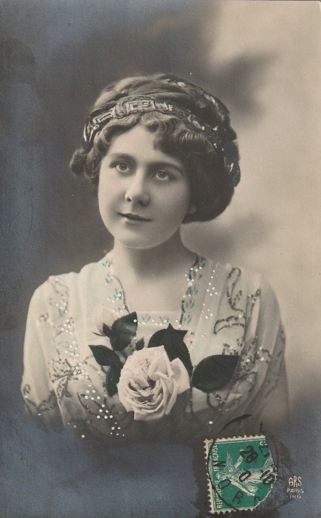 MEISJE JURK ROZEN UIT 1910 ZEER MOOI OUDE KAART KO615, Ophalen of Verzenden, Voor 1920, Gelopen, Overige thema's