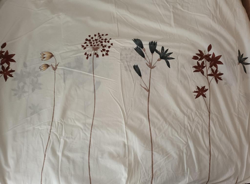 Dekbedovertrek van de Libelle, cremé met bloemen, Ophalen of Verzenden, Zo goed als nieuw, Tweepersoons, Dekbedovertrek