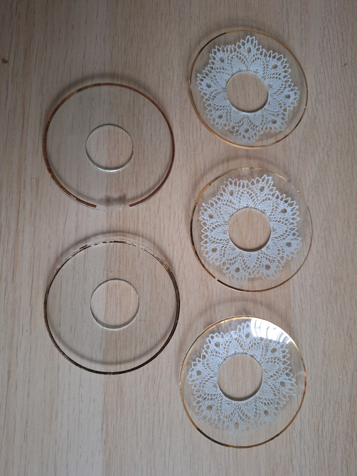 Vintage Oude Bobeches- kant en gouden rand, Ophalen of Verzenden