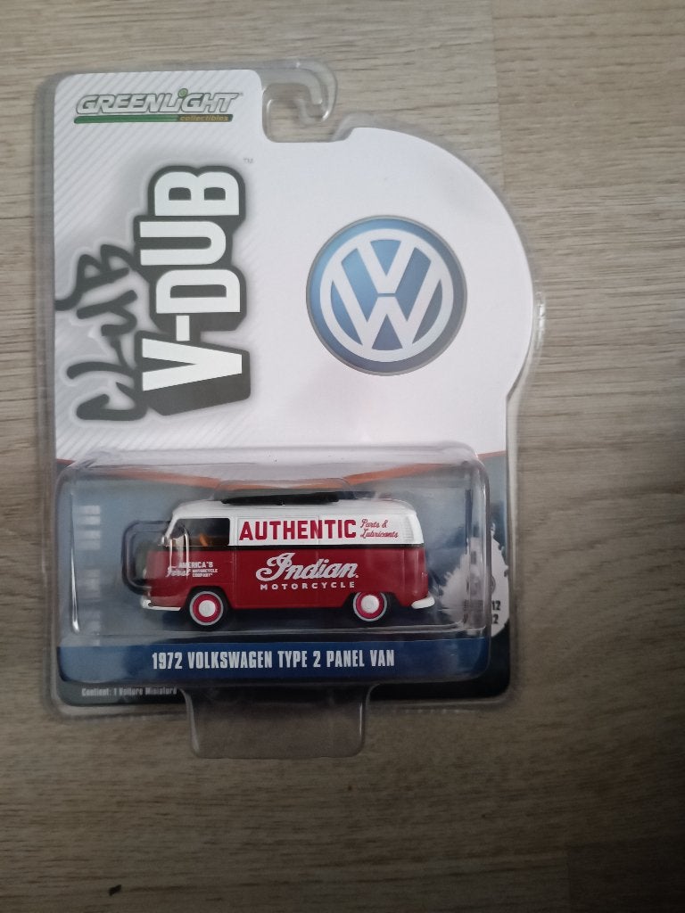 Volkswagen Type 2 Panel Van Indian Motorcycle GreenLight, Hobby en Vrije tijd, Ophalen of Verzenden, Nieuw, Auto