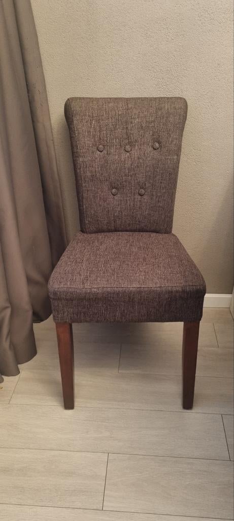 6 bruine eetstoelen, Gebruikt, Bruin, Ophalen of Verzenden, Stof