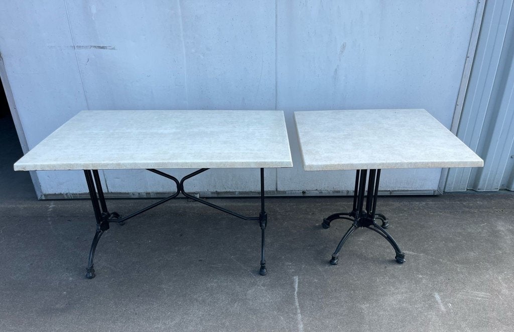 14 stuks horeca bistro terrastafels 80x80 cm en 120x80 cm, Ophalen, Gebruikt