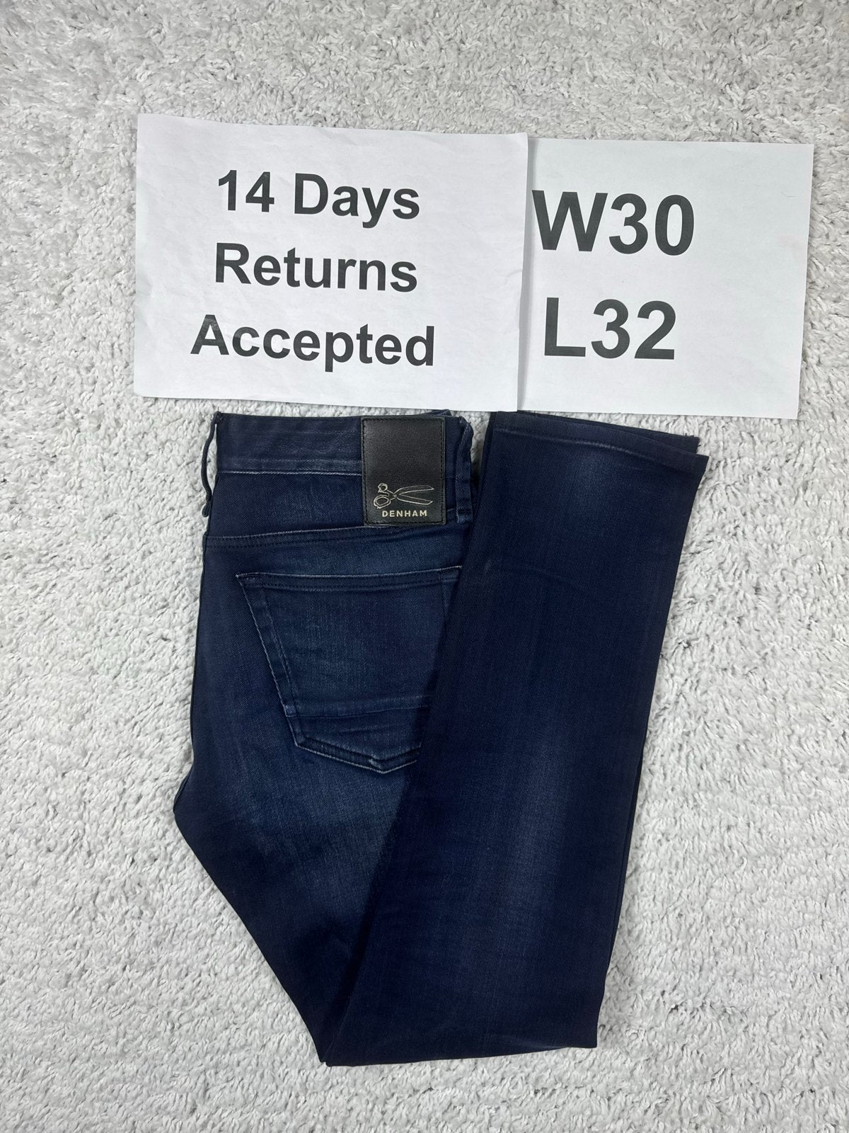 Denham Razor Slim Fit Jeans - Donkerblauw W30 L32 2950, G, Blauw, G, W32 (confectie 46) of kleiner
