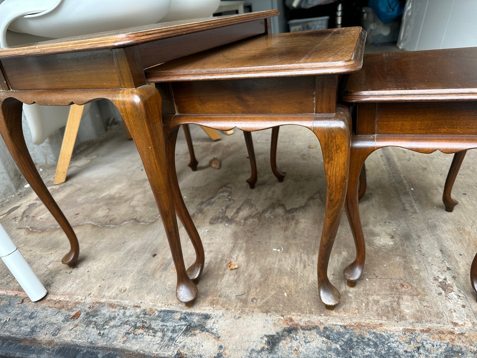 Set van 3 massief houten bijzettafels - 60x40 cm, 45 tot 60 cm, Klassiek, Zo goed als nieuw, Rechthoekig
