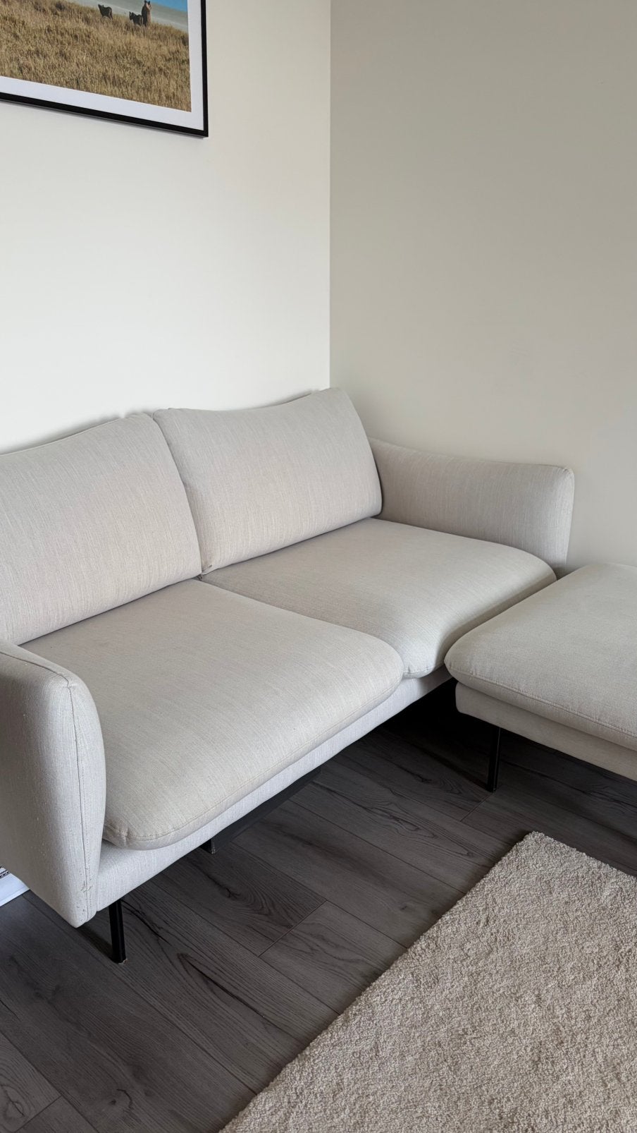 Westwing bank Moby 2-zits + voetenbank, Ophalen, Gebruikt, 150 tot 200 cm, Tweepersoons