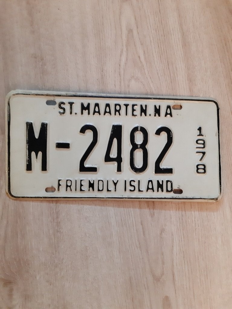 Nummerbord Sint Maarten uit 1978, Verzenden, Gebruikt, Auto's