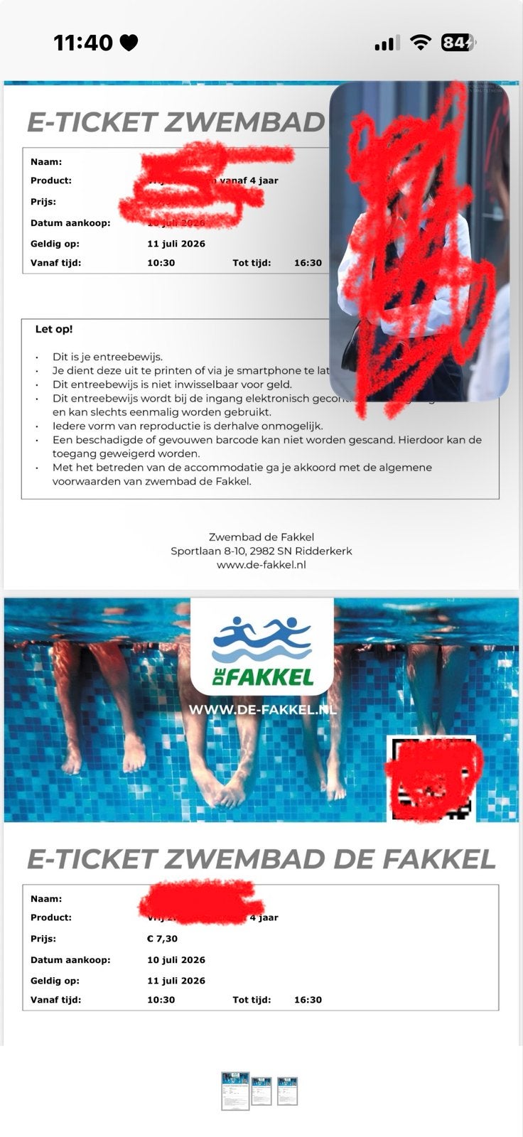 E ticket zwembad De Fakkel 3x buitenbad, Drie personen of meer, Ticket of Toegangskaart