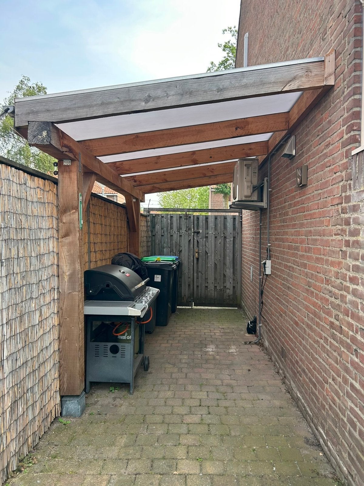 Houten overkapping met polycarbonaat platen, Tuin en Terras, Ophalen, Gebruikt, Overige typen