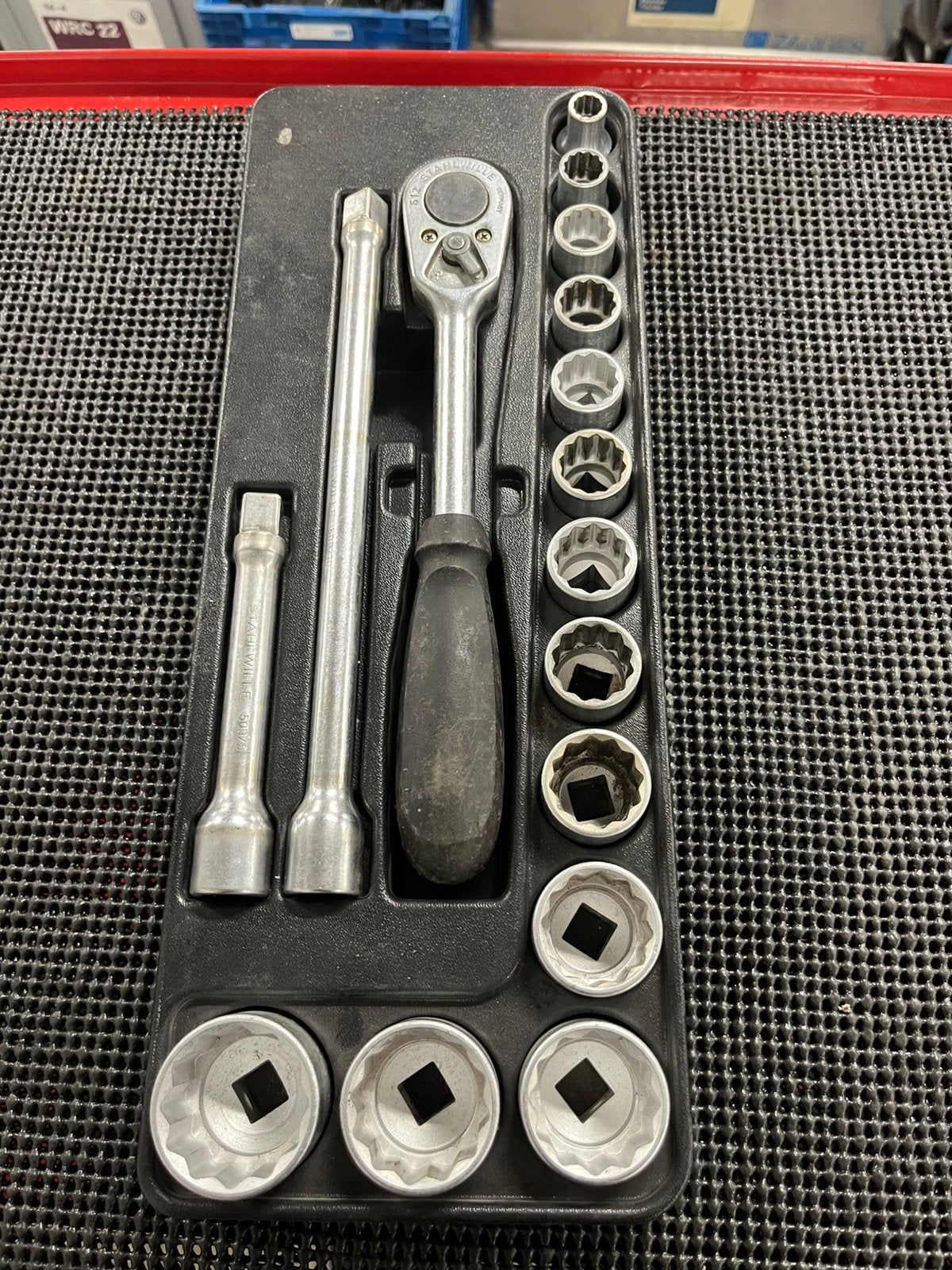 Stahlwille 1/2” 12-kant doppenset compleet, Ophalen of Verzenden, Zo goed als nieuw
