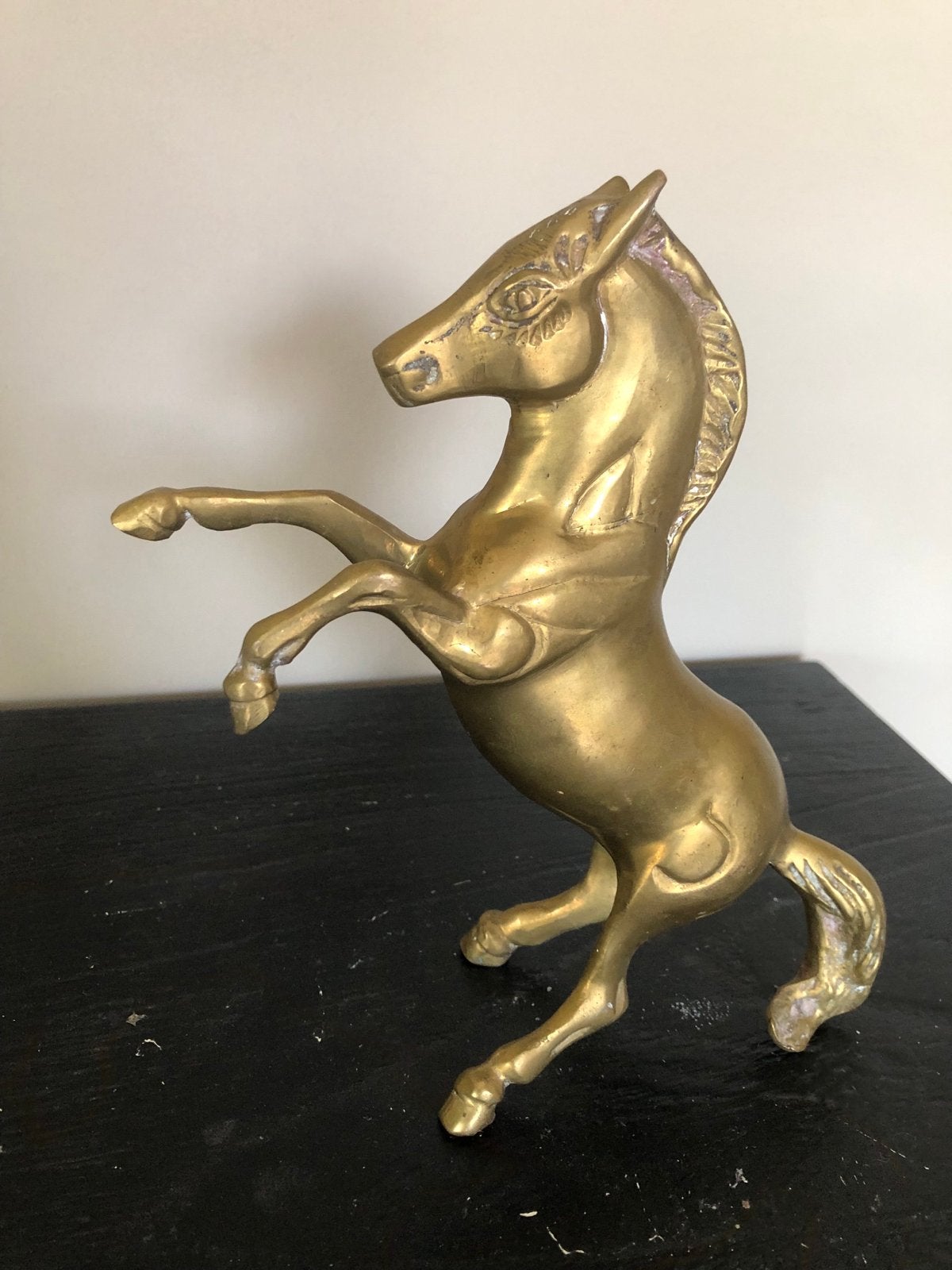Vintage Koperen Steigerend Paard Beeldje, Antiek en Kunst, Antiek | Koper en Brons, Ophalen of Verzenden, Koper