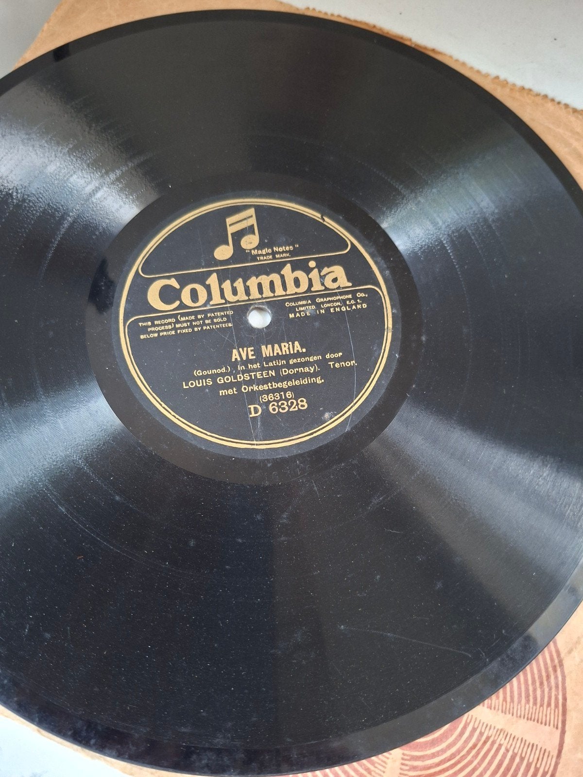 Columbia 78 toeren plaat: Ave Maria / Cujus Animam, Ophalen of Verzenden, Gebruikt, 10 inch, Overige typen