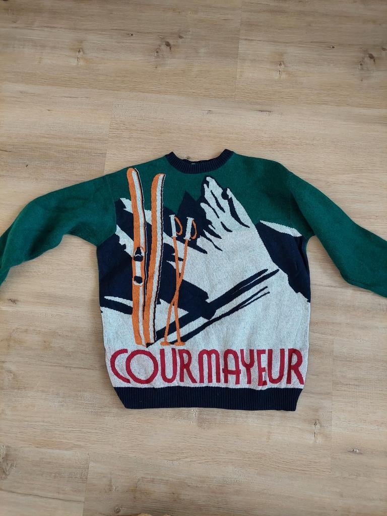 Vintage Benetton Courmayeur Ski Trui Maat M, Maat 38/40 (M), Ophalen of Verzenden, United Colors of Benetton, Gedragen