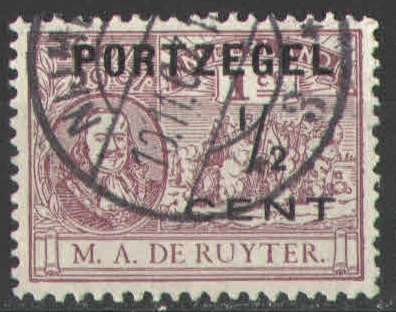 Nederland Port 31 gestempeld Michiel de Ruyter 1907, Ophalen of Verzenden, T/m 1940, Gestempeld