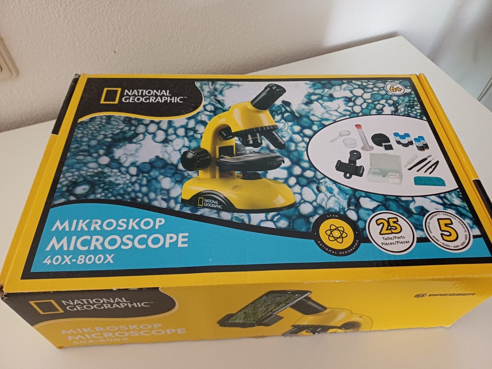 National Geographic Microscoop 40x-800x met accessoires, Ophalen of Verzenden, Zo goed als nieuw, 400x tot 1000x, Biologische microscoop