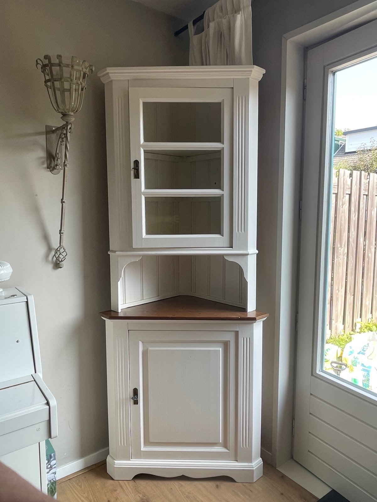 Brocante hoekkast, wit, Ophalen