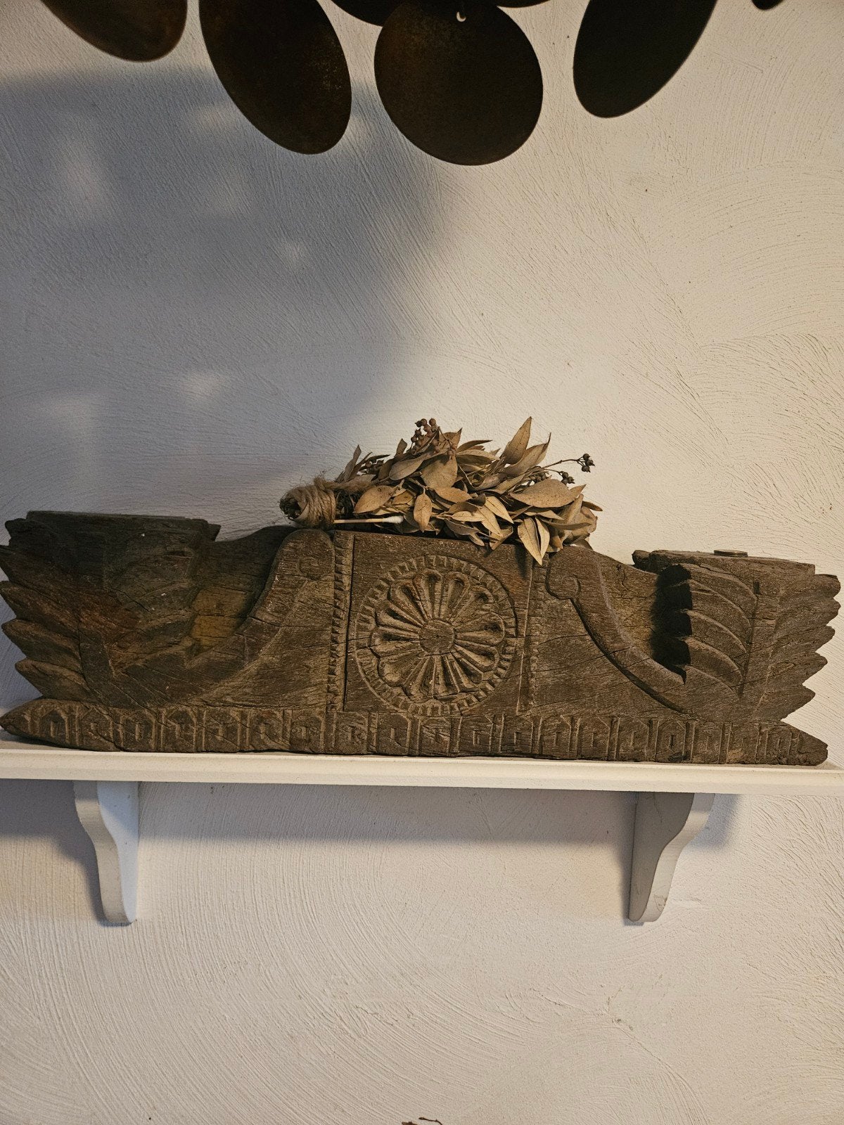Antiek houten paneel met houtsnijwerk, Ophalen of Verzenden