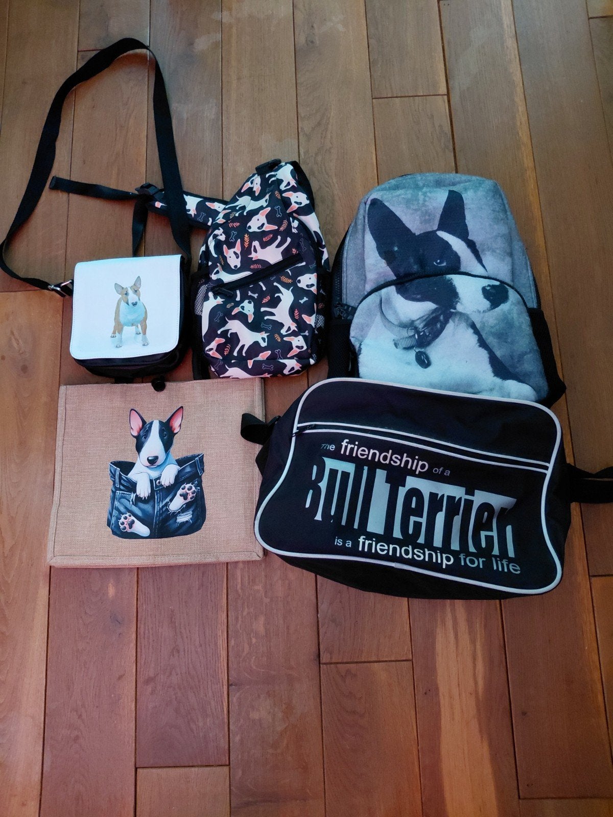 Tassen met bullterrier, Ophalen of Verzenden