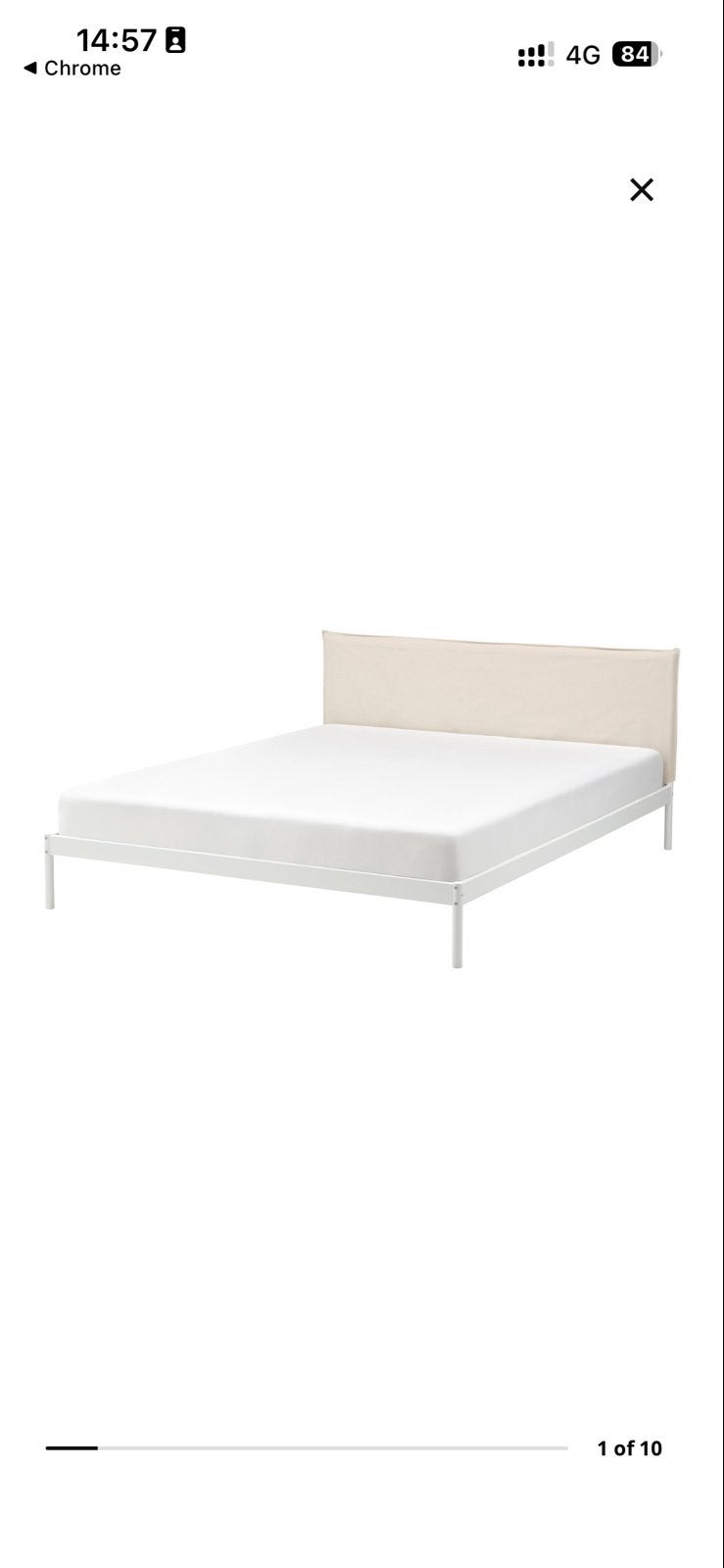 Ikea KLEPPSTAD bed met matras, Huis en Inrichting, Slaapkamer | Bedden, Ophalen, Wit, Tweepersoons, Zo goed als nieuw